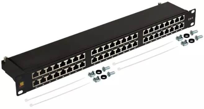 Патч-панель Lanmaster LAN-PPC48S6 19" высокой плотности, 48 портов RJ45, экранированная, кат.6, 1U