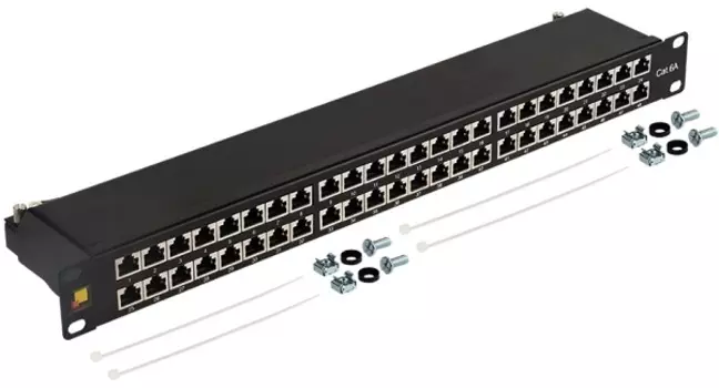 Патч-панель Lanmaster LAN-PPC48S6A 19" высокой плотности, 48 портов RJ45, экранированная, кат.6A, 1U
