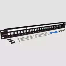Патч-панель Lanmaster LAN-PPL24OK-STP наборная, 19", 1U, под 24 экран./неэкран. модуля Keystone Jack