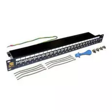 Патч-панель Lanmaster LAN-PPL24S6A 19", 1U, Cat 6A, 24 порта RJ45 (8p8c), экранированная, Dual IDC (110/KRONE)