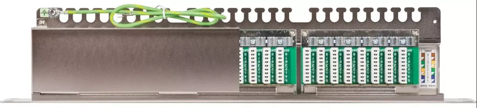 Патч-панель NIKOMAX NMC-RP24SD2-FT-AN-1U-MT 19", 1U, наборная, экранированная, металлик, 24 угловых модуля типа Keystone, Кат. 5e (Класс D), 100 МГц,