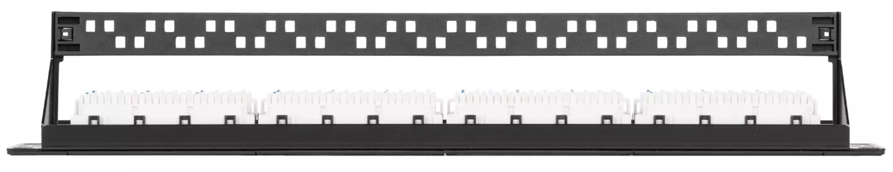 Патч-панель NIKOMAX NMC-RP24UD2-FT-AN-1U-MT 19", 1U, наборная, неэкранированная, металлик, 24 угловых модуля типа Keystone, Кат. 5e (Класс D), 100 МГц
