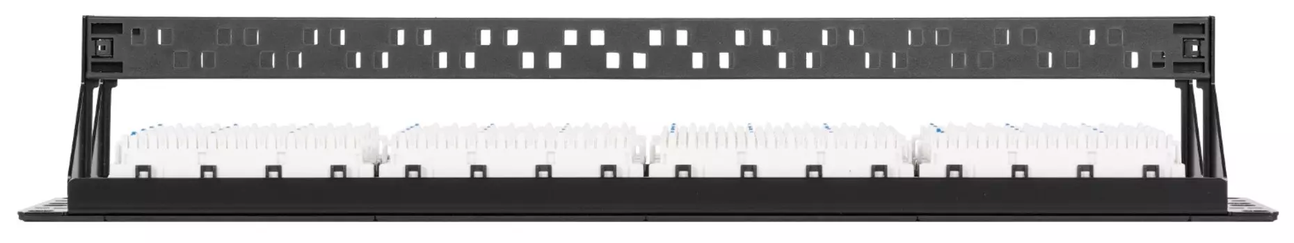 Патч-панель NIKOMAX NMC-RP24UE2-FT-AN-1U-MT 19", 1U, наборная, неэкранированная, металлик, 24 угловых модуля типа Keystone, Кат. 6 (Класс E), 250 МГц,