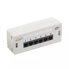 Патч-панель NikoMax NMC-WP06UE2-GY настенная, 6 портов, Кат.6, RJ45/8P8C, 110, T568A/B, неэкранированная, светло-серая