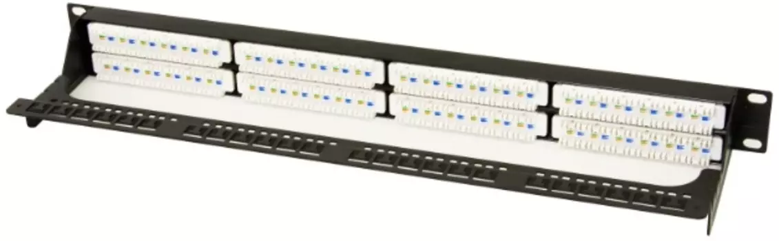 Патч-панель SNR SNR-UD-1U48-5E-H 19" неэкранированная, 1U, 48 портов, cat.5e, горизонтальная заделка