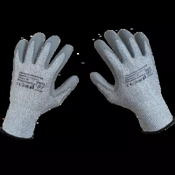 Перчатки SCAFFA DY110DG-PU 10 HPPE, полиуретан, ладонь и напалки с тыльной стороны, удлиненный напульсник с цветовой индикацией размера, 4X42B