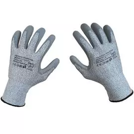 Перчатки SCAFFA DY110DG-PU 11 HPPE, полиуретан, ладонь и напалки с тыльной стороны, удлиненный напульсник с цветовой индикацией размера, 4X42B