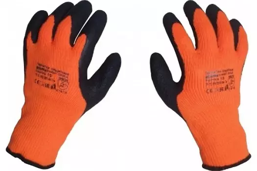 Перчатки SCAFFA NM007-OR/BLK 11 акрил, 2 слоя, вспененный латекс, ладонь и напалки с тыльной стороны, манжет, удлиненный напульсник с цветовой индикац