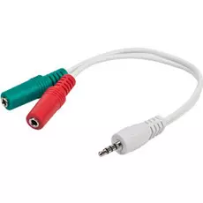 Переходник аудио Gembird CCA-417W джек 3.5 4pin/джек 3.5 стерео + 3.5 микрофон моно, длина 20см, белый