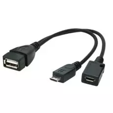 Переходник Cablexpert A-OTG-AFBM-04 , USB 2.0, OTG, USBAF/MicroBM, 0.15м, с доп питанием, пакет
