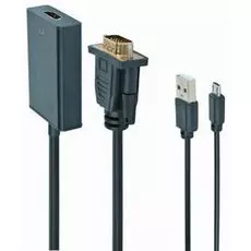 Переходник Cablexpert A-VGA-HDMI-01 VGA (M)-HDMI (F), 19M/15F, длина 15см, аудиовыход Jack 3,5 (M), питание от USB
