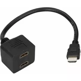 Переходник Rexant 17-6832 штекер HDMI - 2 гнезда HDMI с проводом, черный (10 шт)