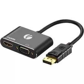 Переходник VCOM CG640M-0.15 DisplayPort (M)=>HDMI (F), VGA(F), 4K/30Hz, alluminium shell