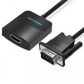 Переходник Vention ACNBB VGA + аудио > HDMI, гибкий, черный
