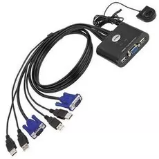 Переключатель Aten CS22U-A7 switch, электронный, VGA/SVGA+KBD+MOUSE, 1> 2 компьютера/блока/порта/port USB, со встр. KVM-шнурами USB 2x0.9м
