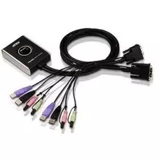 Переключатель Aten CS682-AT USB KVM+Audio, 1 user USB+DVI-D => 2 cpu USB+DVI-D, со встр.шнурами USB+