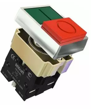Переключатель DEKraft 25063DEK I-O BL D22 ЗЕЛ-КР 220В ПЕ-22