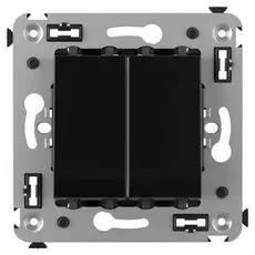 Переключатель DKC 4402114 в стену, двухклавишный, "Чёрный квадрат", "Avanti"