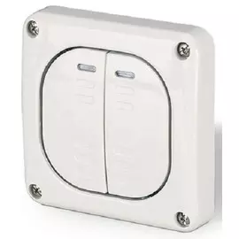 Переключатель DKC DIS1373222 однополюсный, двухклавишный, 20А 250В IP66 белый, "Quadro"