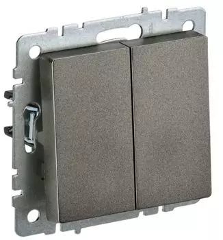Переключатель двухклавишный IEK BR-V22-0-10-K45 BRITE 10А ВС10-2-6-БрТБ Бронза