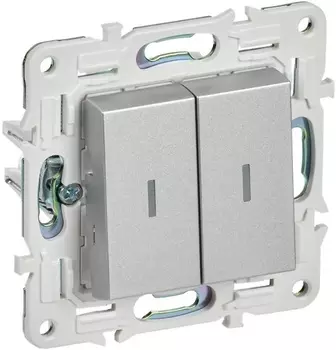 Переключатель двухклавишный IEK SK-V22-1-10-K23 SKANDY с инд. 10А SK-V10S серебряный