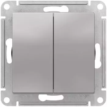 Переключатель двухклавишный Systeme Electric ATN000373 AtlasDesign перекрестный, 2 x сх. 7, 10АХ, механизм, Алюминий