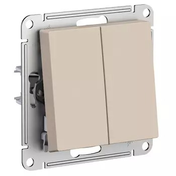 Переключатель двухклавишный Systeme Electric ATN001273 AtlasDesign перекрестный, 2 x сх. 7, 10АХ, механизм, Песочный