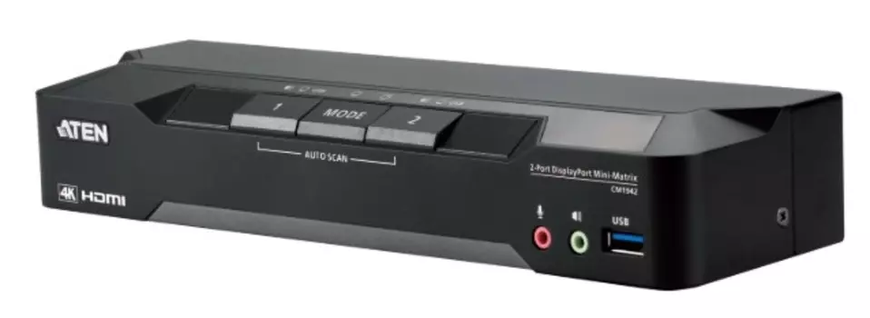 Переключатель KVM Aten CM1942-AT-G 2-портовый 4K DisplayPort с поддержкой Boundles Switching и различных двухмониторных конфигураций
