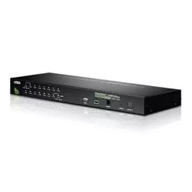 Переключатель KVM Aten CS1716A-AT-G 1 user PS2/USB+VGA =>16 cpu PS2/USB+VGA, со шнурами USB 2х1.8м., 2048x1536, 1U 19", исп.спец.шнуры, OSD, каскад 51