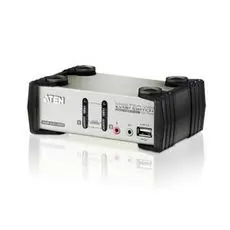 Переключатель KVM Aten CS1732B-A7-G KVM+Audio+USB 2.0, 1 user USB+VGA => 2 cpu PS2/USB+VGA, со шнурами USB 2х1.2м., 2048x1536, настол., исп.спец.шнуры