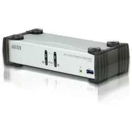 Переключатель KVM Aten CS1912-AT-G электрон., KVM+Audio+USB 3.0, 1 user USB+DP => 2 cpu USB+DP, со шнурами DP 2x1.5м.+USB 2х1.8м., 3840x2160 30Hz, нас