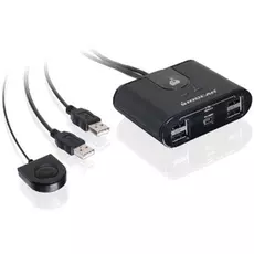 Переключатель KVM Aten US224-AT switch, USB, 2&gt; 2 устройства/порта/port+клавитаура+мышь, 4 USB A Female/2 встроен. шнура A Male, USB 2.0