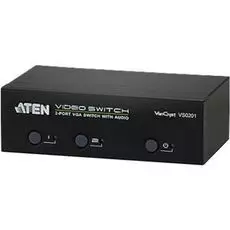 Переключатель KVM Aten VS0201-AT-G switch, VGA/SVGA+AUDIO, 2> 1 монитор/port, без шнуров, (1920x1440 (30м)/1280x1024 (65м);порт RS232 для управления и