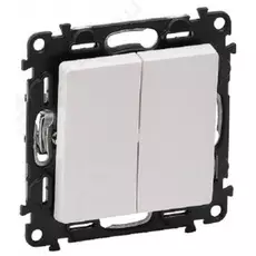 Переключатель Legrand 752408 Valena LIFE - двухклавишный 10А 250В с лицевой панелью, безвинтовые зажимы, белый