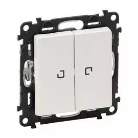 Переключатель Legrand 752409 Valena LIFE - двухклавишный 10АХ 250В с подсветкой, с лицевой панелью, белый