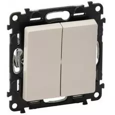 Переключатель Legrand 752508 Valena LIFE - двухклавишный 10А 250В с лицевой панелью, безвинтовые зажимы, слоновая кость
