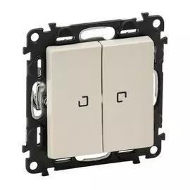 Переключатель Legrand 752509 Valena LIFE - двухклавишный 10АХ 250В с подсветкой, с лицевой панелью, слоновая кость