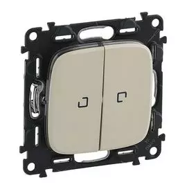 Переключатель Legrand 752809 Valena ALLURE - двухклавишный 10АХ 250В с подсветкой, с лицевой панелью, слоновая кость