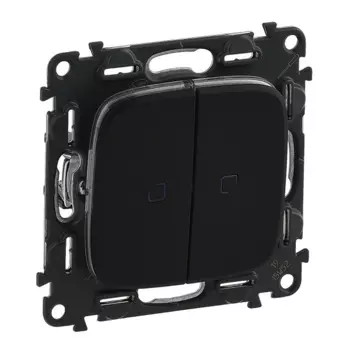 Переключатель Legrand 752919 Valena ALLURE - двухклавишный 10АХ 250В с подсветкой, с лицевой панелью, антрацит