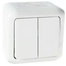 Переключатель Legrand 782301 2-клавишный IP44 10А (белый)