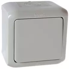 Переключатель Legrand 782334 1-клавишный IP44 10А (серый)