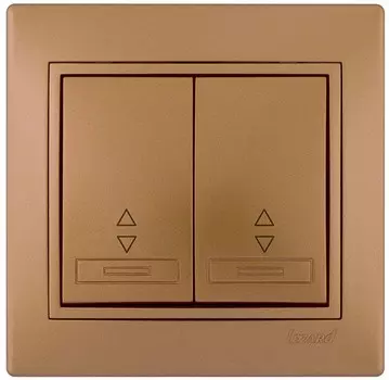 Переключатель Lezard 701-1313-106 Mira проходной 2-кл. СП 10А IP20 со вставкой зол. метал.