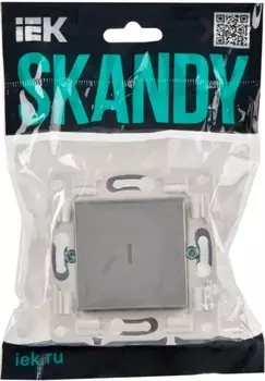 Переключатель одноклавишный IEK SK-V12-1-10-K23 SKANDY с инд. 10А SK-V08S Серебряный