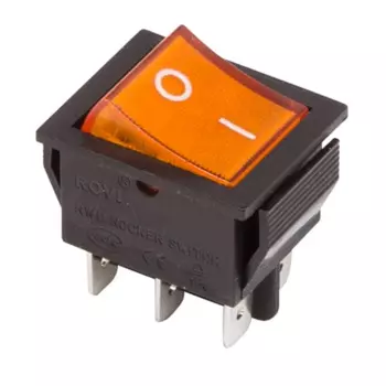 Переключатель Rexant 36-2353 клавишный 250V 15А (6с) ON-ON желтый с подсветкой (RWB-506, SC-767)