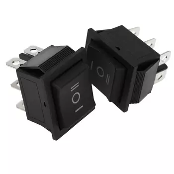 Переключатель Rexant 36-2375 клавишный 250V 15А (6с) (ON)-OFF-(ON) черный с нейтралью Б/Фикс (RWB-508, SC-767)
