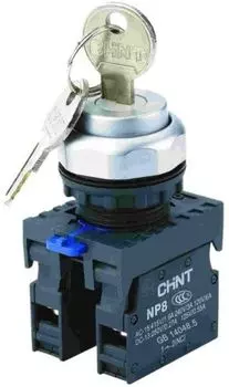 Переключатель с ключом CHINT 667180 NP8-11Y/21 2 полож. с фиксацией 1НО+1НЗ IP65