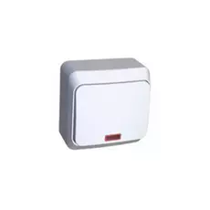 Переключатель Schneider Electric BA10-007B Этюд Переключатель 1-клавишный с подсветкой, наружный, 10 А, 220/250 В, IP20, в сборе (сх.6) (белый)