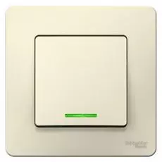 Переключатель Systeme Electric BLNVS010612 1-клавишный с подсветкой, 10А, 250B Молочный внутр