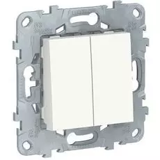 Переключатель Schneider Electric NU521318 UnicaNew, белый, 2-клавишный, 2 х сх. 6, 10 AX, 250В