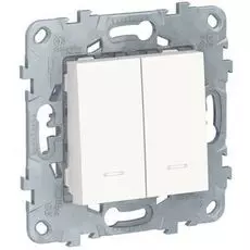 Переключатель Schneider Electric NU521318N UnicaNew, белый, 2-клавишный, 2 модуля, с подсветкой, 2 х